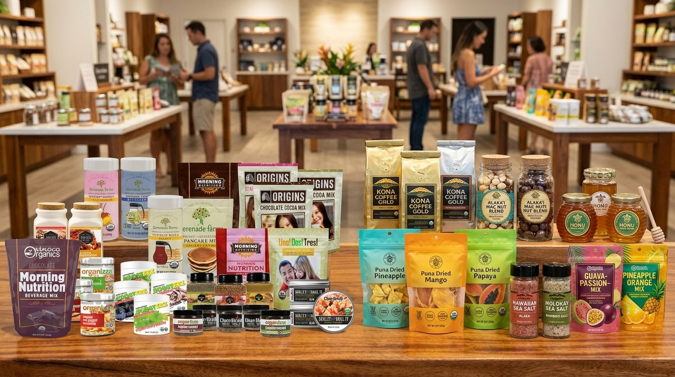 Curated display of Hawaiian-made products